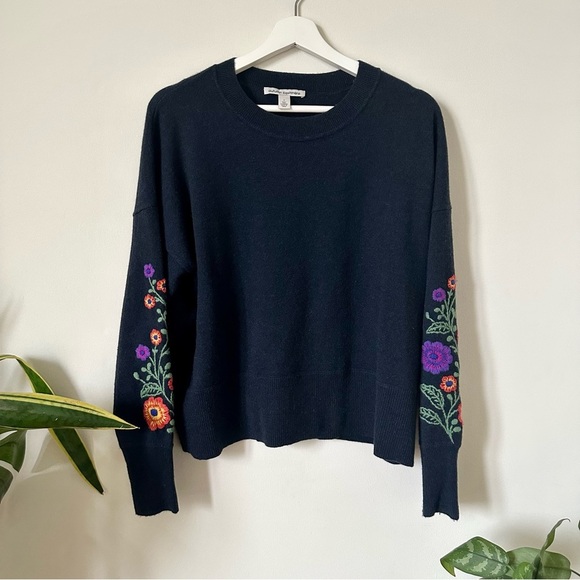 Autumn Cashmere Sweaters - Autumn Cashmere Sweater Floral Embroidered Size S
